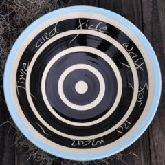 13" pasta bowl black and turquoise