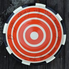 13" pasta bowl flame orange and black