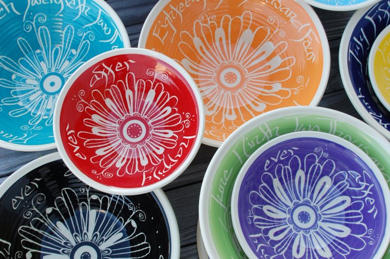 Pottery, Flower Pattern Bowls